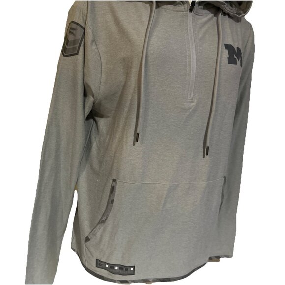 NEW Michigan Wolverines Colosseum OHT Gray Hooded 1/4 Zip LS Shirt Women's M - Picture 2 of 10
